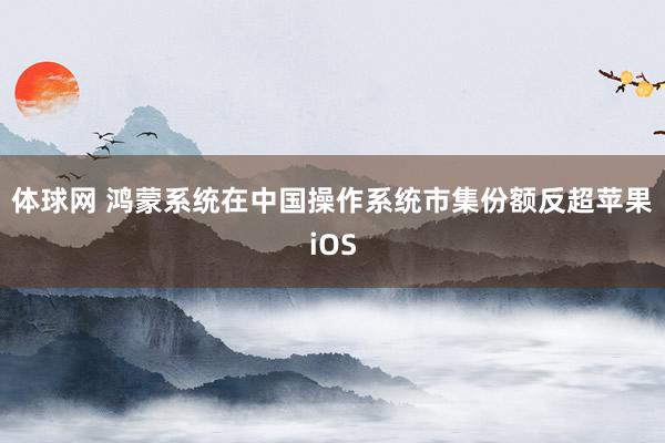 体球网 鸿蒙系统在中国操作系统市集份额反超苹果iOS