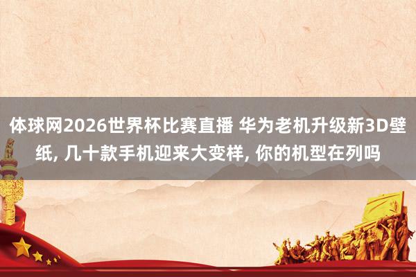 体球网2026世界杯比赛直播 华为老机升级新3D壁纸, 几十款手机迎来大变样, 你的机型在列吗