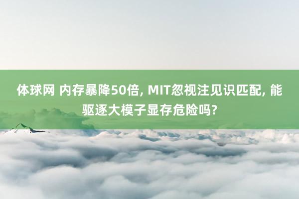 体球网 内存暴降50倍, MIT忽视注见识匹配, 能驱逐大模子显存危险吗?