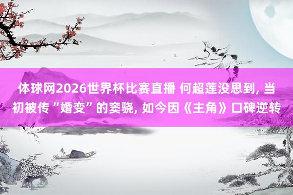 体球网2026世界杯比赛直播 何超莲没思到, 当初被传“婚变”的窦骁, 如今因《主角》口碑逆转