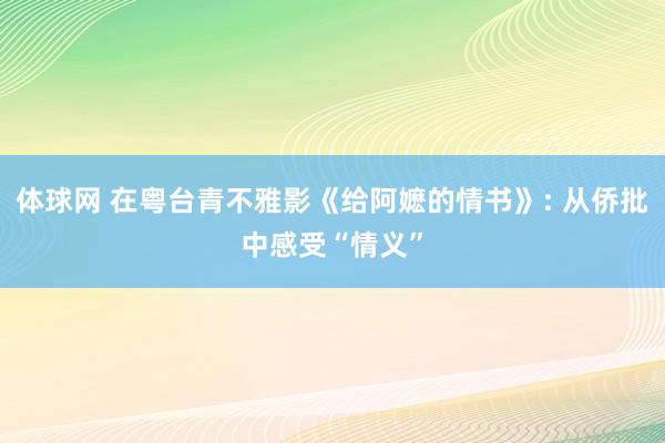 体球网 在粤台青不雅影《给阿嬷的情书》: 从侨批中感受“情义”