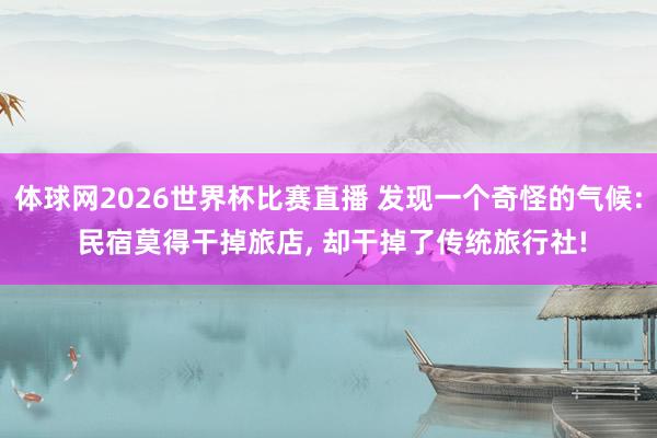体球网2026世界杯比赛直播 发现一个奇怪的气候: 民宿莫得干掉旅店, 却干掉了传统旅行社!
