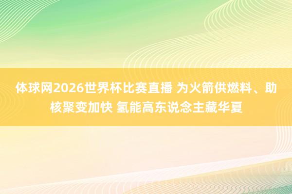 体球网2026世界杯比赛直播 为火箭供燃料、助核聚变加快 氢能高东说念主藏华夏