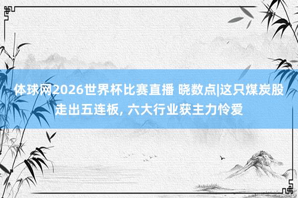 体球网2026世界杯比赛直播 晓数点|这只煤炭股走出五连板, 六大行业获主力怜爱