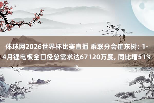 体球网2026世界杯比赛直播 乘联分会崔东树: 1-4月锂电板全口径总需求达67120万度, 同比增51%