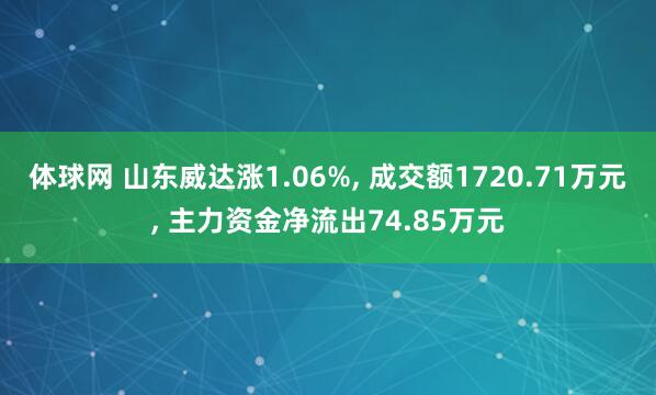 体球网 山东威达涨1.06%, 成交额1720.71万元, 主力资金净流出74.85万元