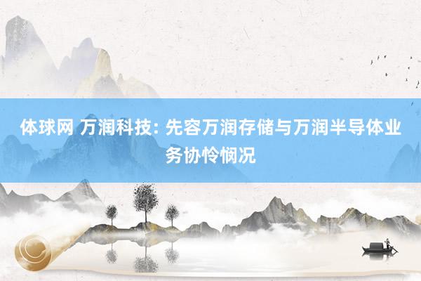 体球网 万润科技: 先容万润存储与万润半导体业务协怜悯况