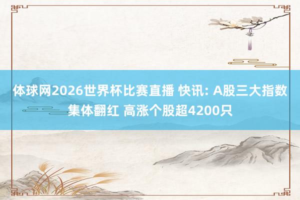 体球网2026世界杯比赛直播 快讯: A股三大指数集体翻红 高涨个股超4200只