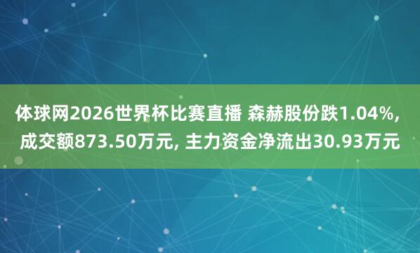 体球网2026世界杯比赛直播 森赫股份跌1.04%, 成交额873.50万元, 主力资金净流出30.93万元