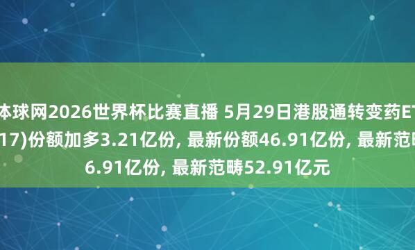 体球网2026世界杯比赛直播 5月29日港股通转变药ETF工银(159217)份额加多3.21亿份, 最新份额46.91亿份, 最新范畴52.91亿元