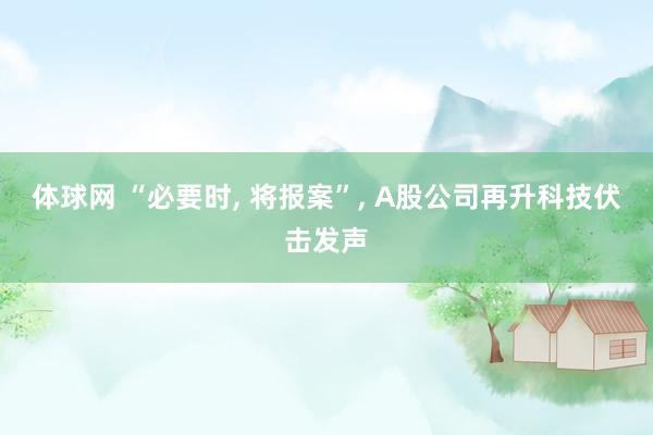 体球网 “必要时, 将报案”, A股公司再升科技伏击发声