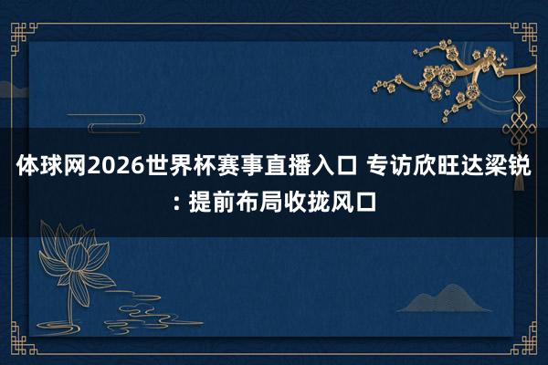 体球网2026世界杯赛事直播入口 专访欣旺达梁锐: 提前布局收拢风口