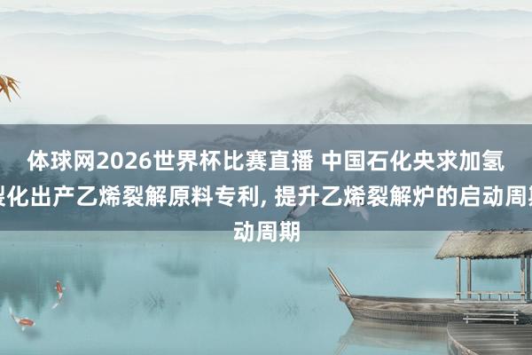 体球网2026世界杯比赛直播 中国石化央求加氢裂化出产乙烯裂解原料专利， 提升乙烯裂解炉的启动周期