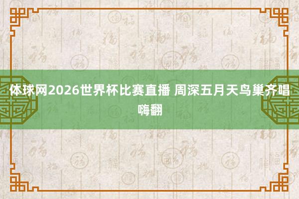 体球网2026世界杯比赛直播 周深五月天鸟巢齐唱嗨翻
