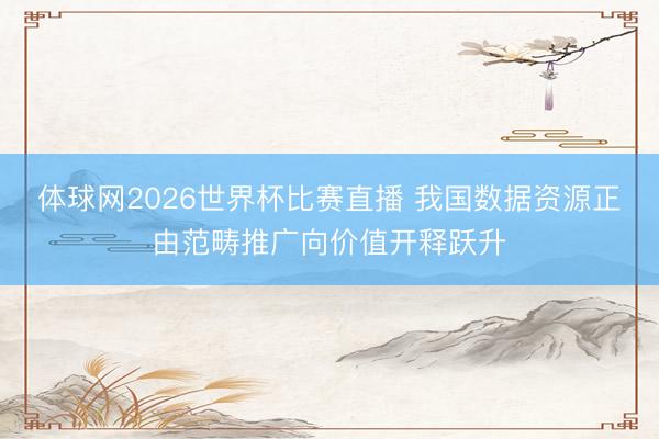 体球网2026世界杯比赛直播 我国数据资源正由范畴推广向价值开释跃升