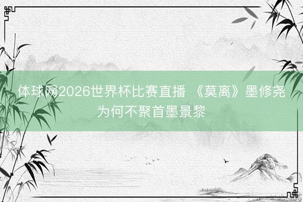 体球网2026世界杯比赛直播 《莫离》墨修尧为何不聚首墨景黎