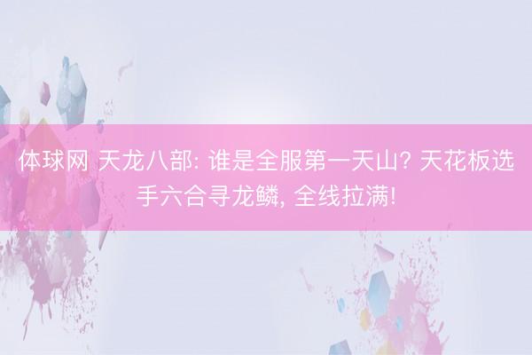 体球网 天龙八部: 谁是全服第一天山? 天花板选手六合寻龙鳞, 全线拉满!